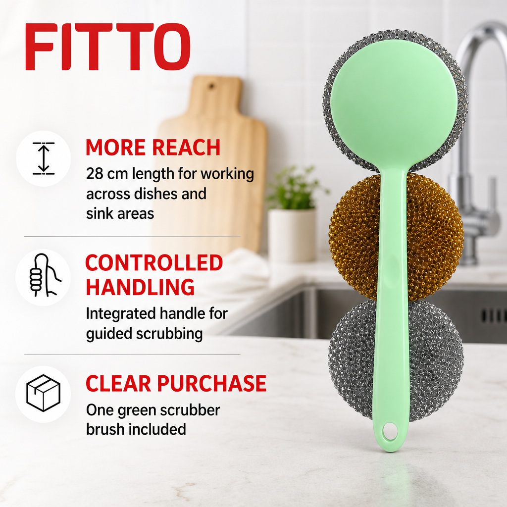 120 Pieces Dish Scrubber Brush with Handle, Green, 28 cm