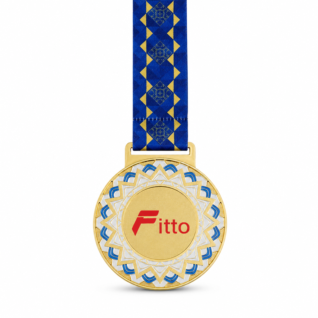 120 Pieces Decorative Sports Medal with Blue Ribbon, Gold, 10 x 8 cm