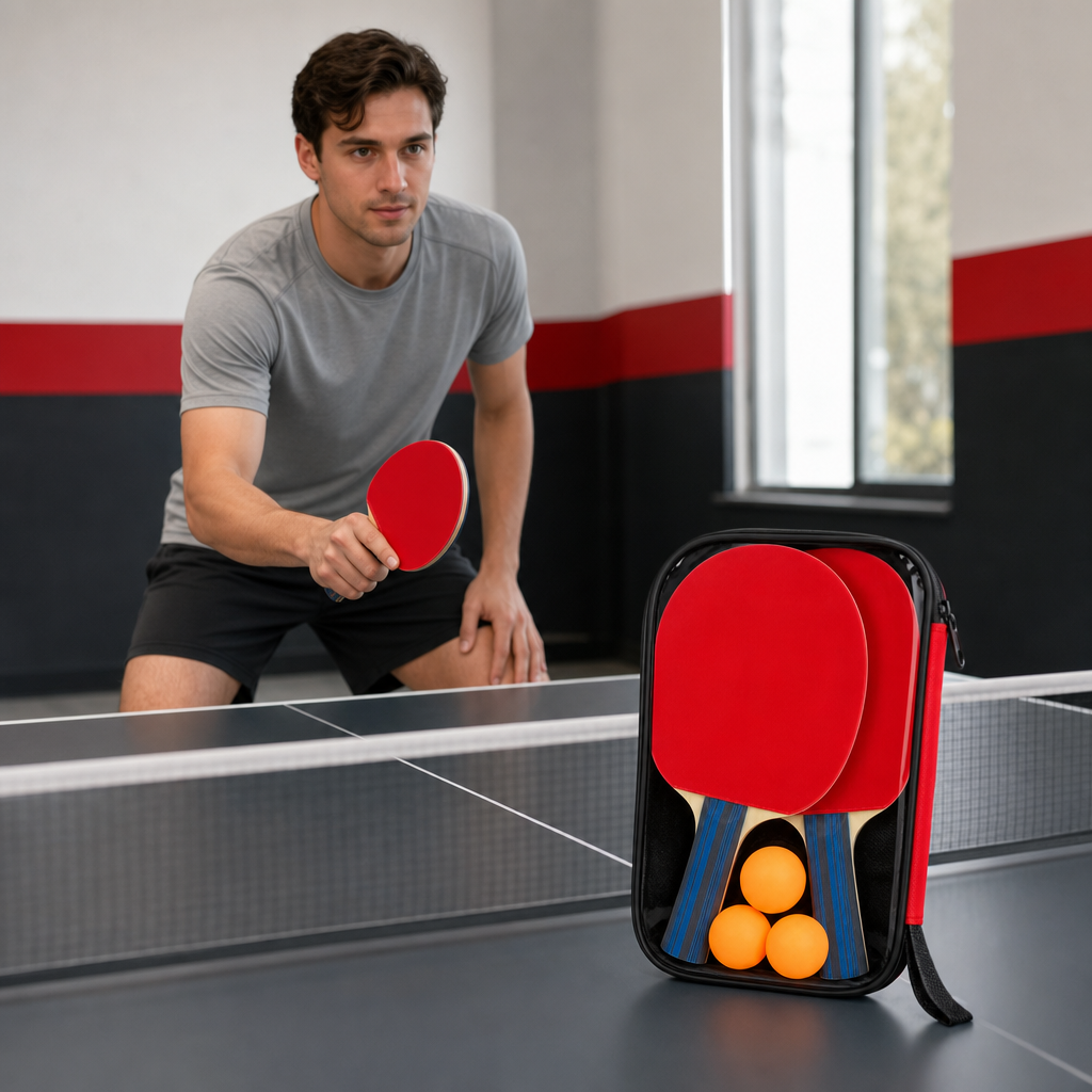 96 Pieces Table Tennis Racket Set with Balls, Red and Blue Rackets, Carry Case, 30 x 20 x 6 cm