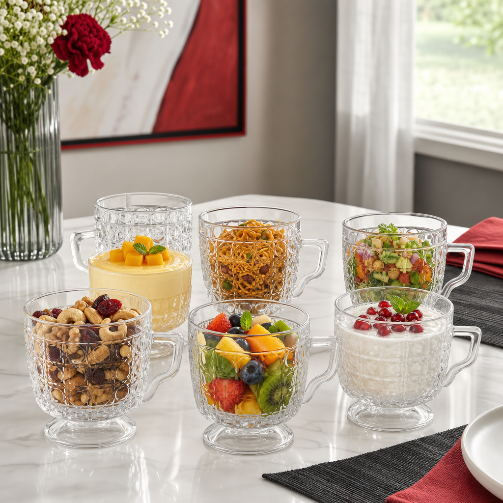 72 Pieces Glass Bowl Set, Clear, 6 Pieces for Serving Snacks, Desserts and Side Dishes