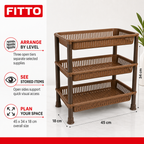 72 Pieces Brown Three-Tier Plastic Multipurpose Kitchen Storage Rack, 45 x 34 x 18 cm