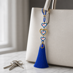 144 Pieces Decorative Heart Charm Keychains with Blue Tassel, 20 x 8 x 3 cm