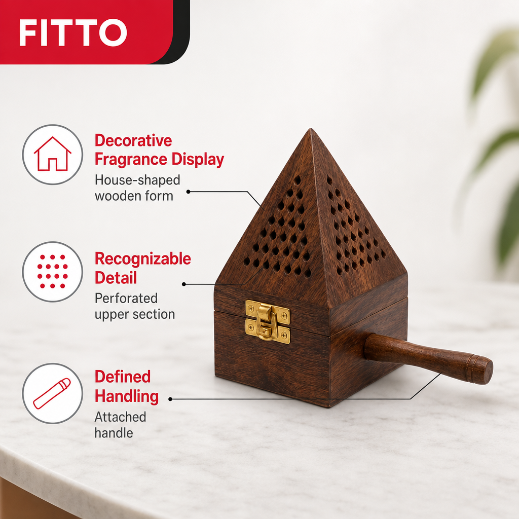 96 Pieces Wooden Incense Burner House with Handle, 3 Inch, Brown
