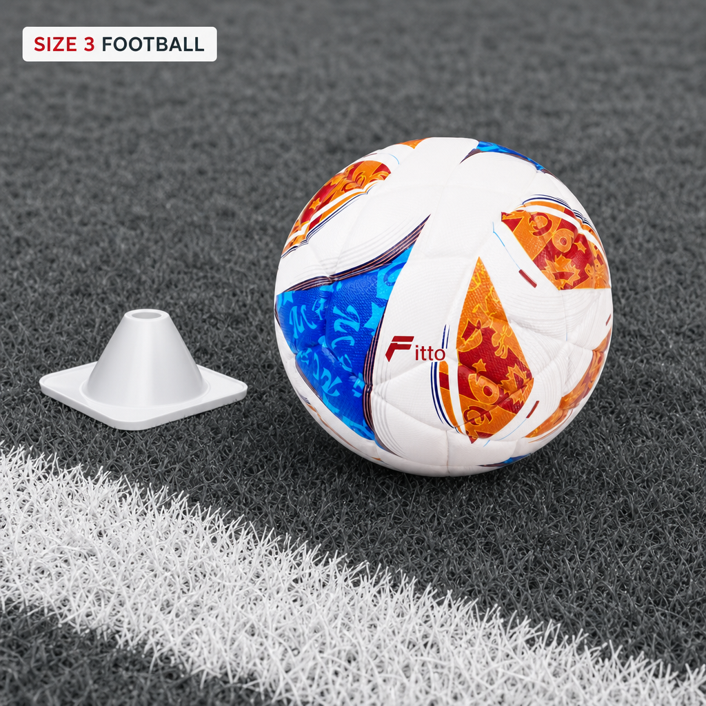 60 Pieces Football Size 3, White with Blue and Orange Pattern, Single Ball for Training and Recreational Play