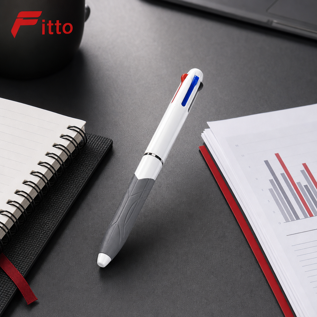 240 Pieces 4-in-1 Ball Pens with Cushioned Grip, Selectable Writing Colours, 1.0 mm