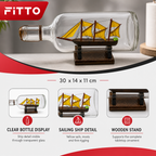 96 Pieces Decorative Ship in Glass Bottle Display Ornament with Wooden Stand, Nautical Table Decor