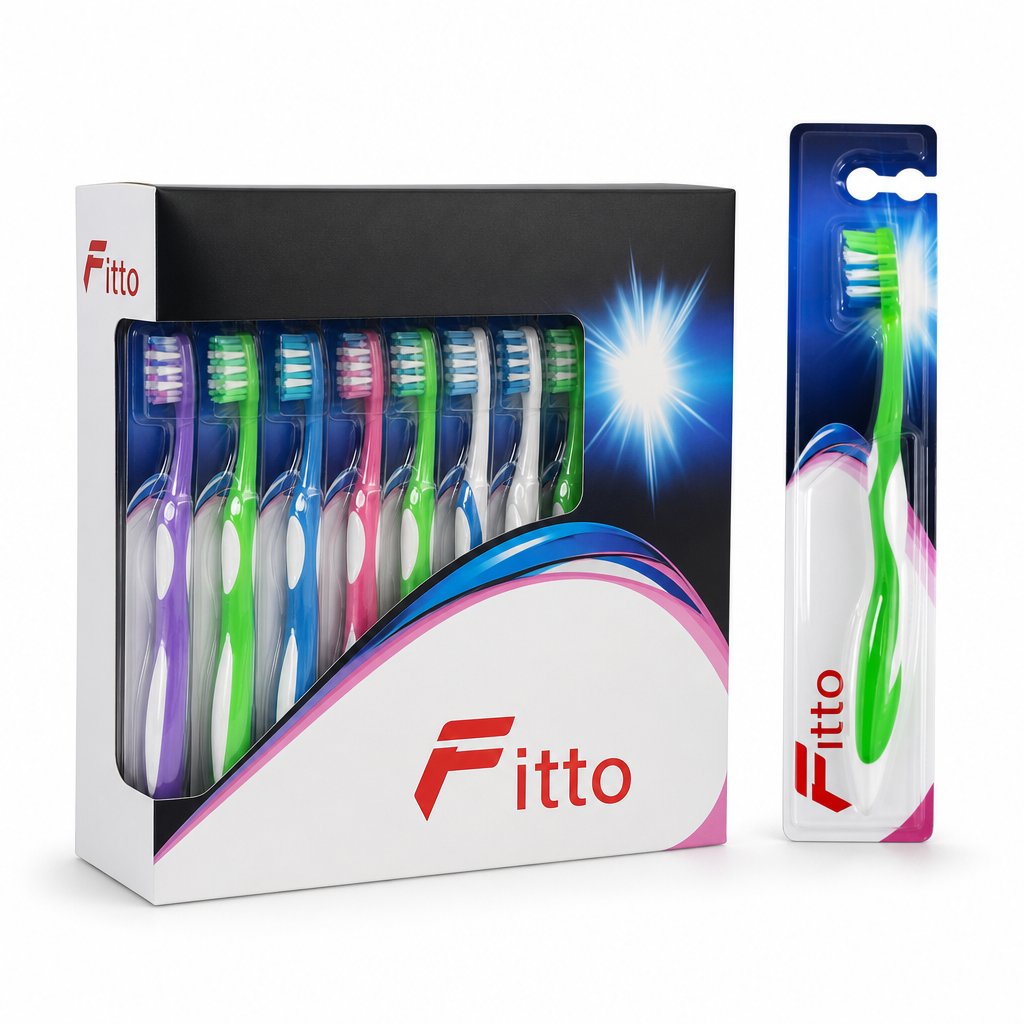 96 Pieces Medium Adult Toothbrushes, Assorted Colours, 12 Pieces