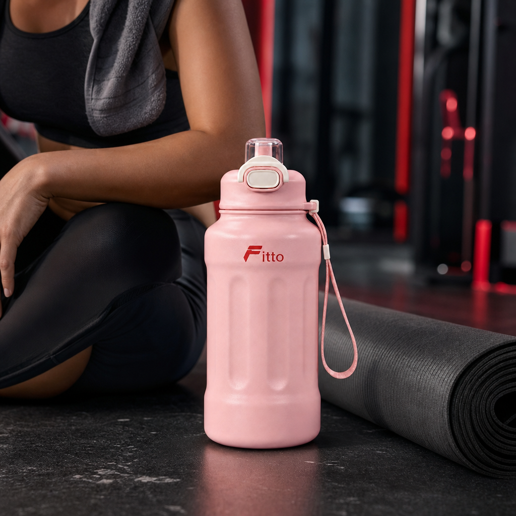 72 Pieces Sports Water Bottles with Carry Strap, 1000 ml, Pink