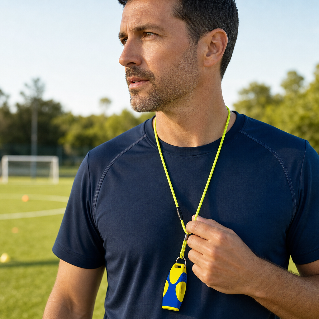 96 Pieces Sports Whistles with Lanyard, Pealess Blue and Yellow Signal Whistle for Training and Games