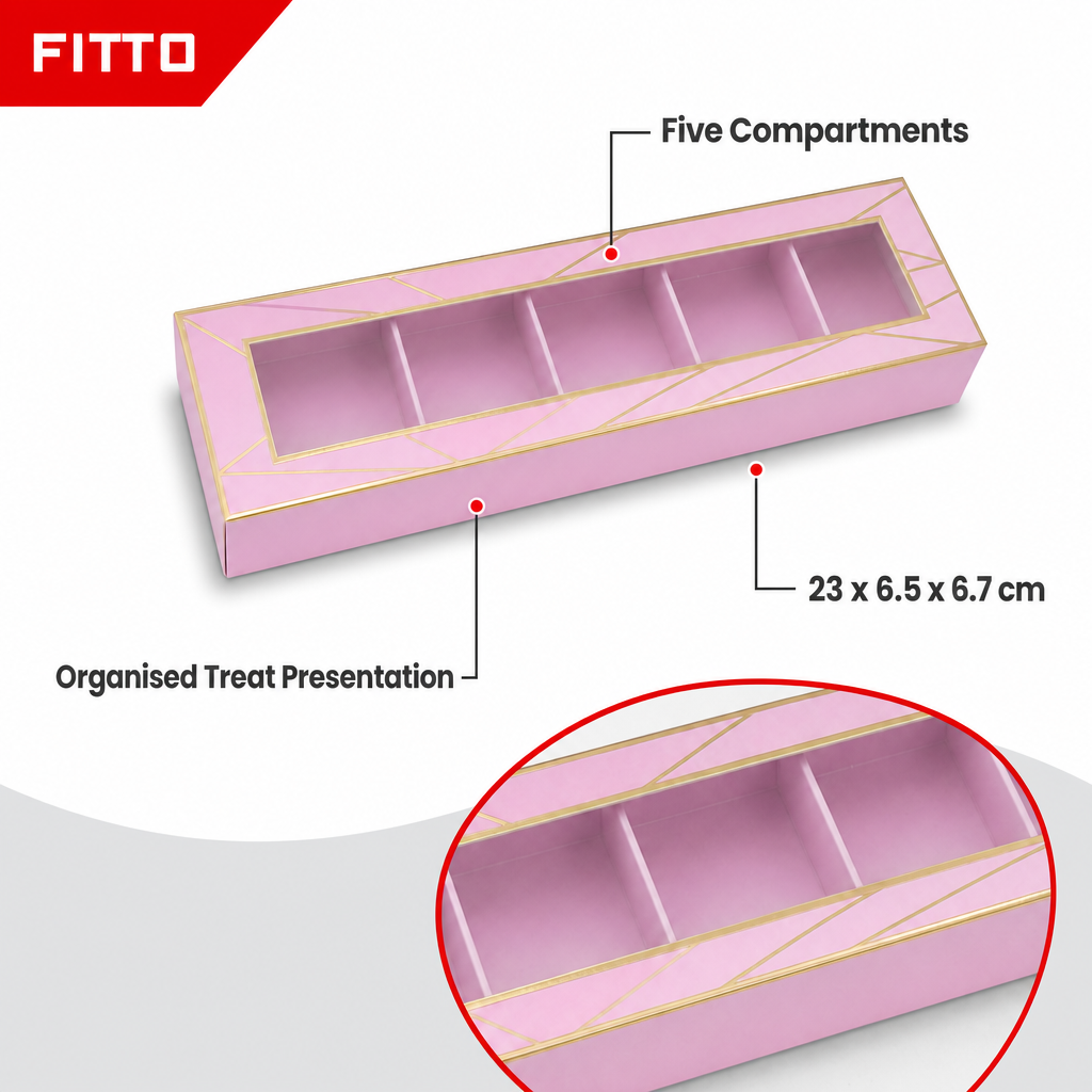 144 Pieces Chocolate Box with 5 Compartments, Pink, 23 x 6.5 x 6.7 cm, 1 Piece