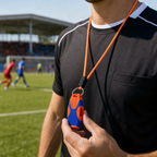 96 Pieces Pealess Sports Whistles with Lanyard, Blue and Orange, 1 Piece