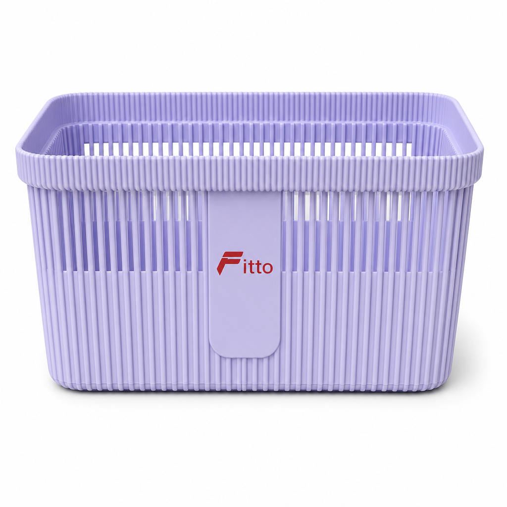 120 Pieces Rectangular Plastic Storage Basket with Ventilated Sides, 32 x 24 x 16 cm, Lavender