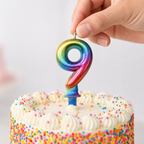 240 Pieces Rainbow Metallic Number 9 Cake Candle, 3 Inch, 1 Piece