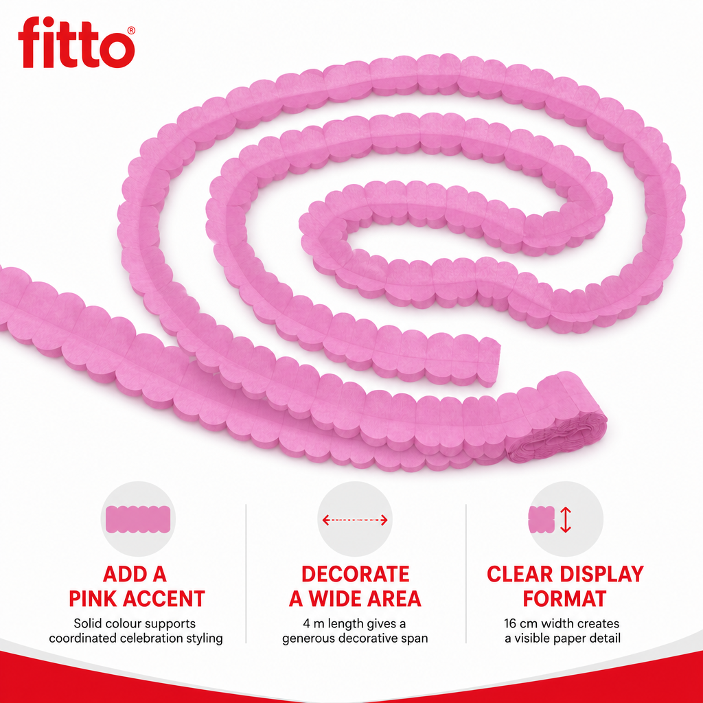 240 Pieces Pink Solid Colour Paper Garland, 4 m x 16 cm, 1 Piece Party Decorations