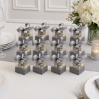 60 Pieces Silver Square Acrylic Boxes with Ribbon, 6.5 x 6.5 x 7.2 cm, 12 Pieces