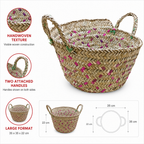 72 Pieces Handwoven Natural Fiber Basket with Handles, Large, 35 x 35 x 22 cm