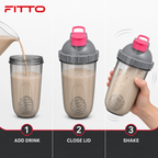 96 Pieces Protein Shaker Bottle with Mixing Ball and Carry Handle, Sports Water Bottles for Workout Drinks, 20 x 11 x 11 cm