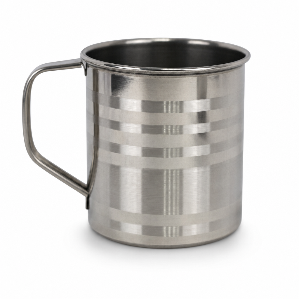 96 Pieces Stainless Steel Water Mug with Handle, Silver, 11 cm