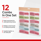 96 Pieces Hair Combs Set, Pastel Colours, 12-Piece Assorted Collection for Styling and Grooming