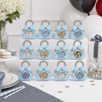 96 Pieces Blue Handbag-Shaped Candy Favor Boxes with Bow, 12 Pieces, 9.5 x 4.3 x 13.2 cm