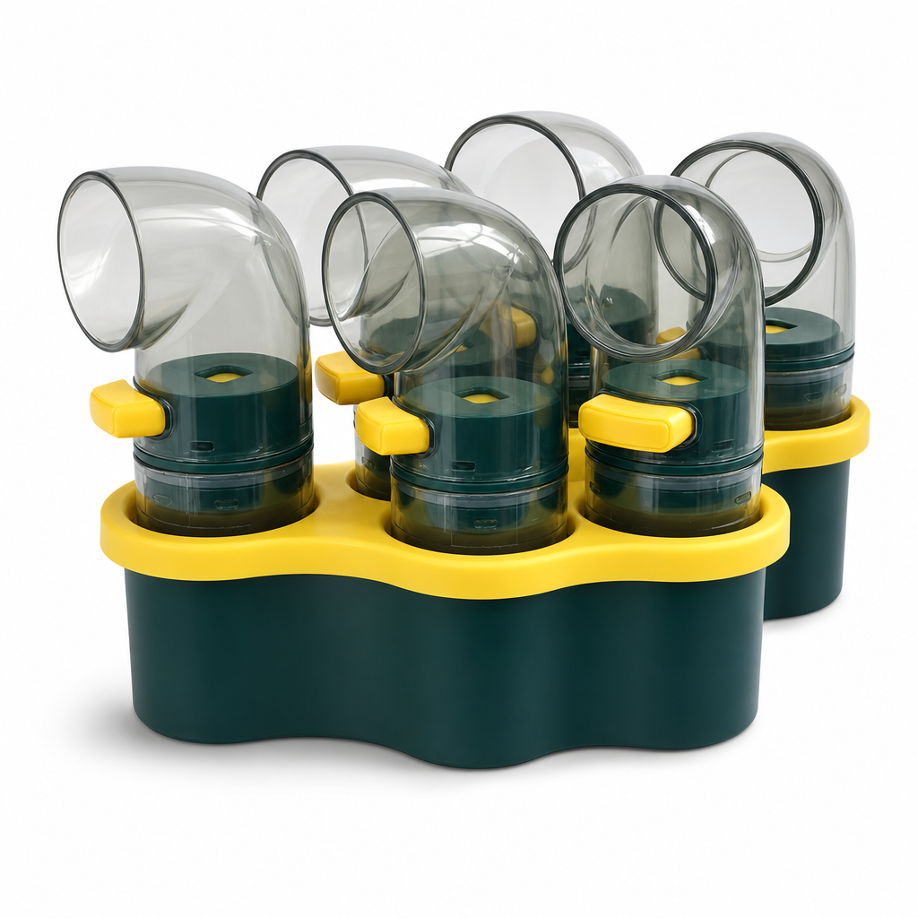 240 Pieces Manual Spice Grinder Set, 5 Pieces, Dark Green with Yellow and Clear Details
