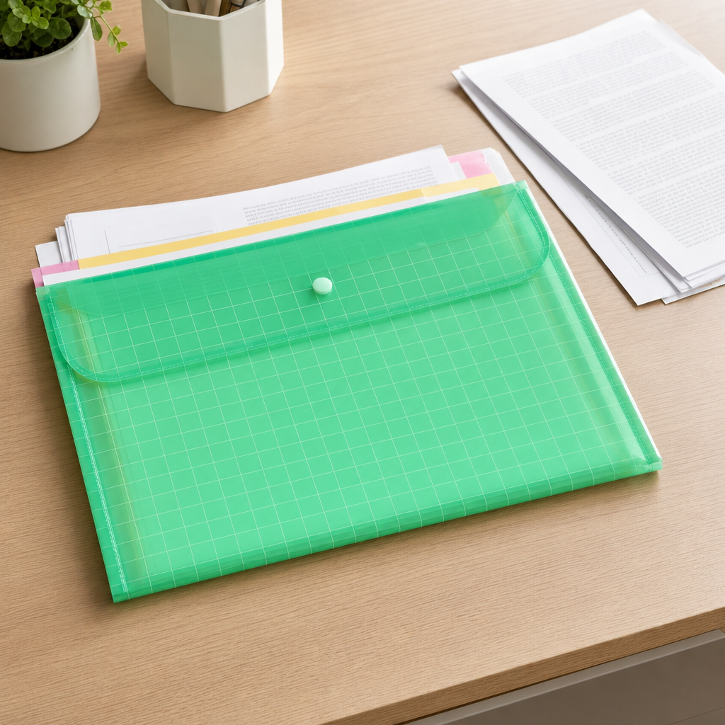 240 Pieces Clear Grid Button Document Folder Assorted Colour 1 Piece 33 x 24 x 1 cm