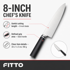 72 Pieces Chef's Knife 8 Inch, Single Kitchen Cutting Knife with Black Handle