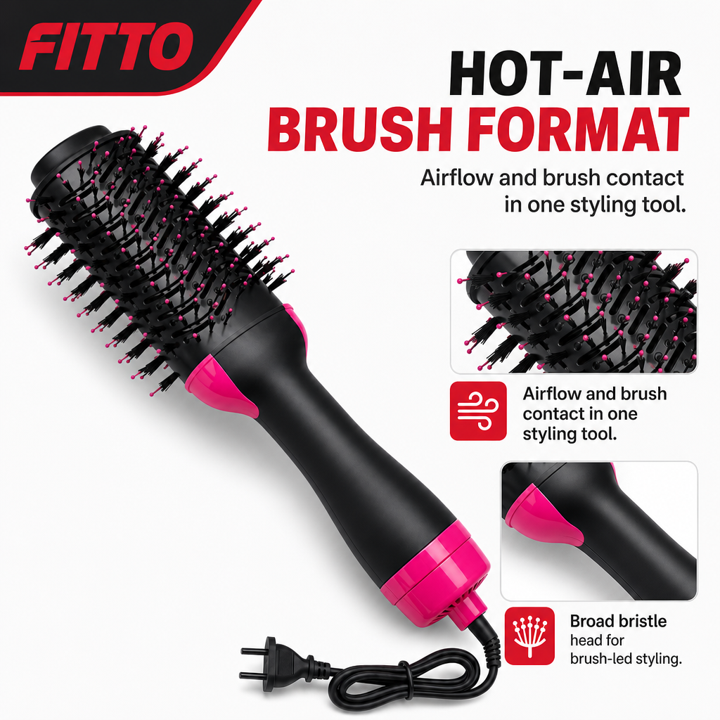 72 Pieces Hot Air Brushes, One-Step Hair Drying and Styling Tool, Black and Pink, 1 Piece
