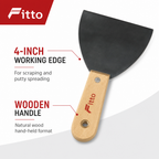 120 Pieces 4 Inch Putty Knife Paint Scraper with Wooden Handle, Natural Wood and Black, 1 Piece