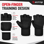96 Pieces Gym Gloveses with Wrist Support for Weight Lifting and Fitness, Black, Size M