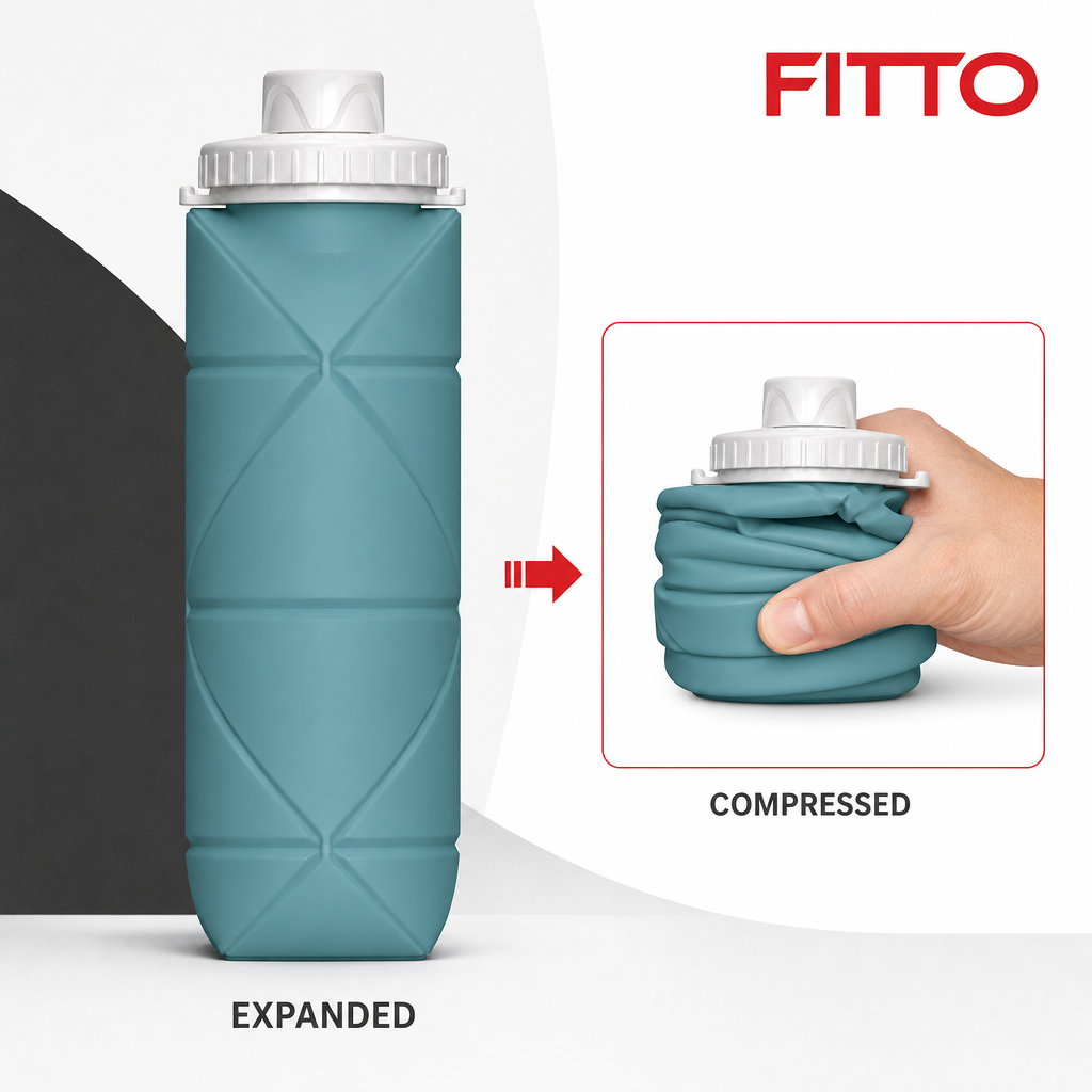 96 Pieces Collapsible Silicone Water Bottle with Cap, Teal and White, 1 Piece