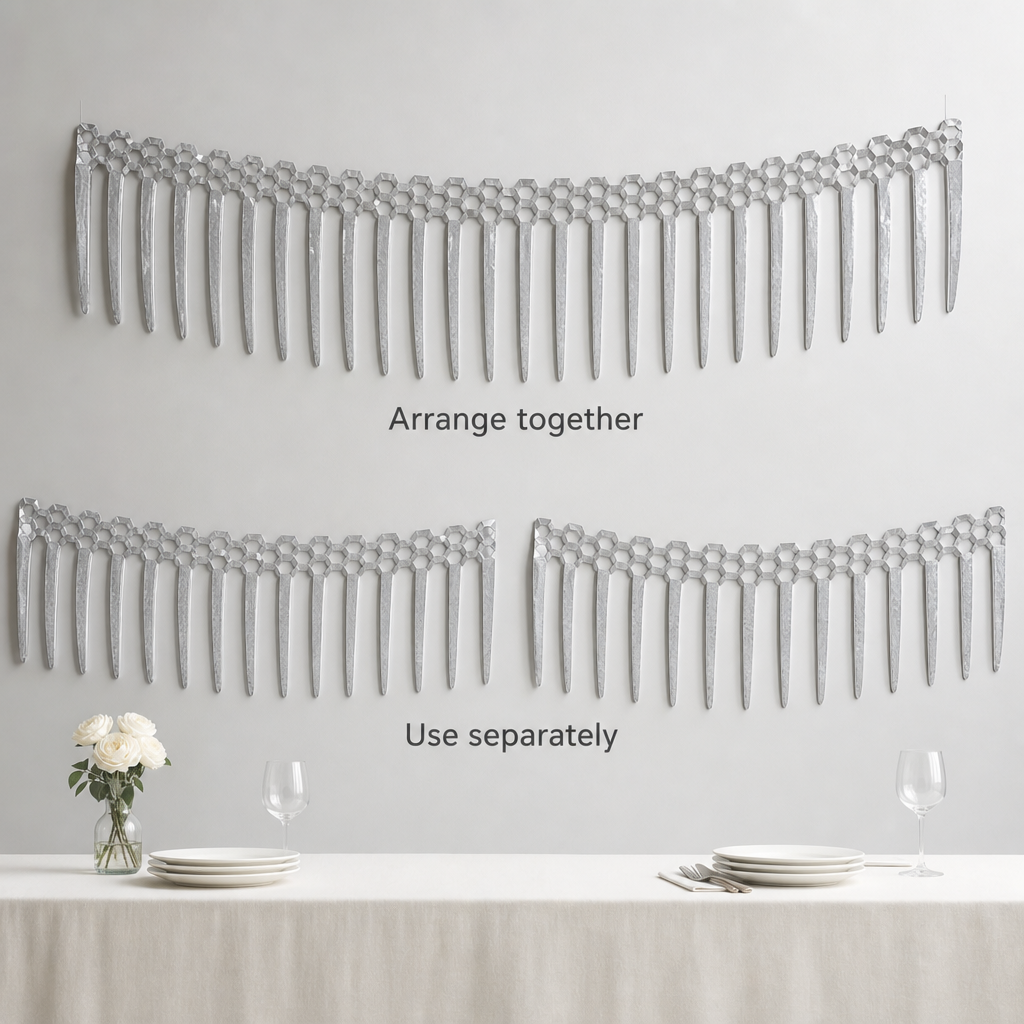 144 Pieces Silver Honeycomb Garland, 2 m, 2 Pieces for Party Decorations