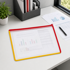 144 Pieces Transparent Grid Zipper Document Folder with Red Trim, 35 x 25 x 2 cm, 1 Piece