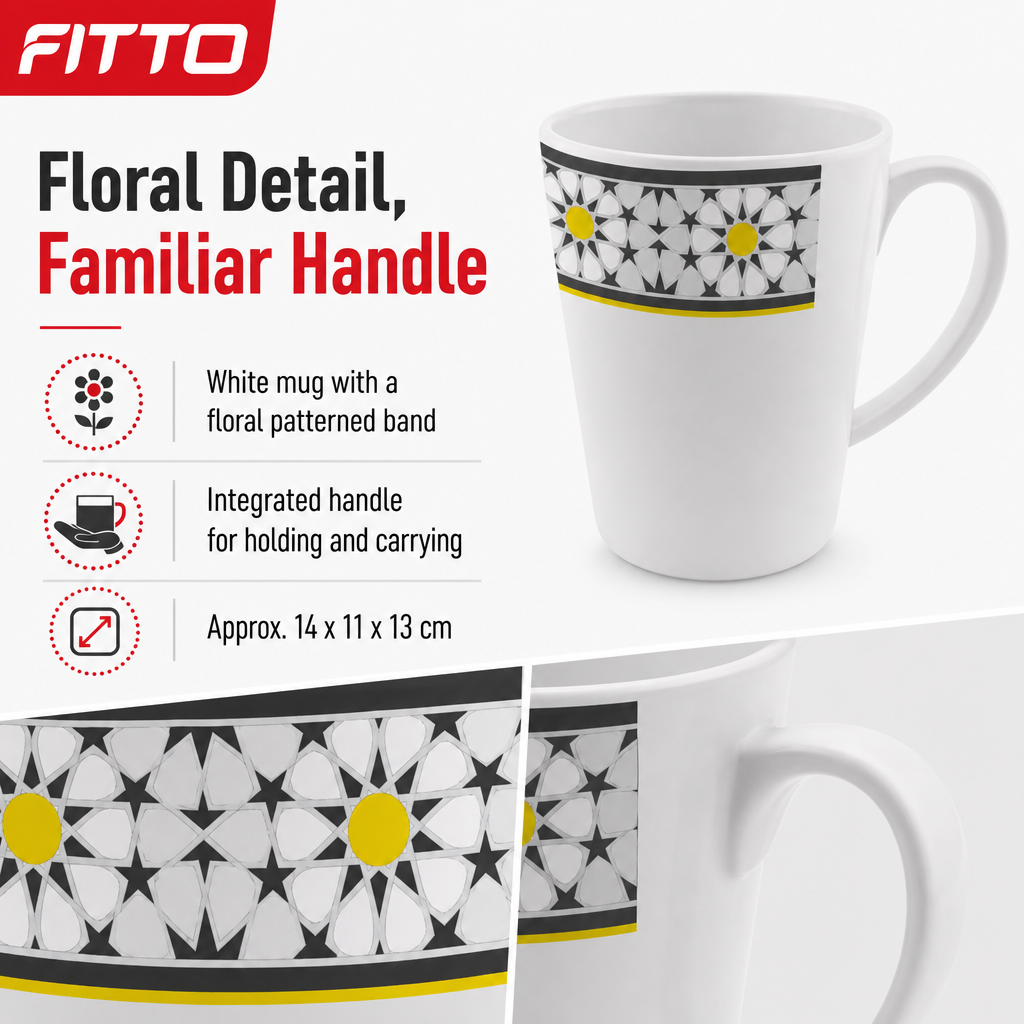 120 Pieces Melamine Water Mug with Handle, White Floral Pattern, Single Mug for Home and Office Use