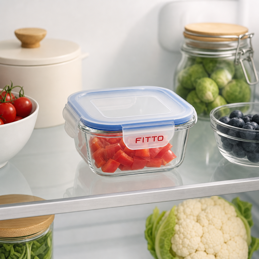 96 Pieces Square Glass Food Container with PP Lid, 320 ml