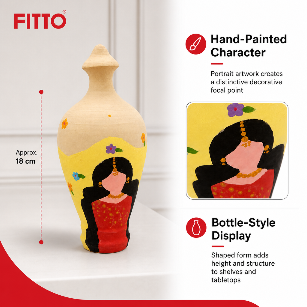 96 Pieces Hand-Painted Decorative Bottle Vase with Portrait Design, 18 cm
