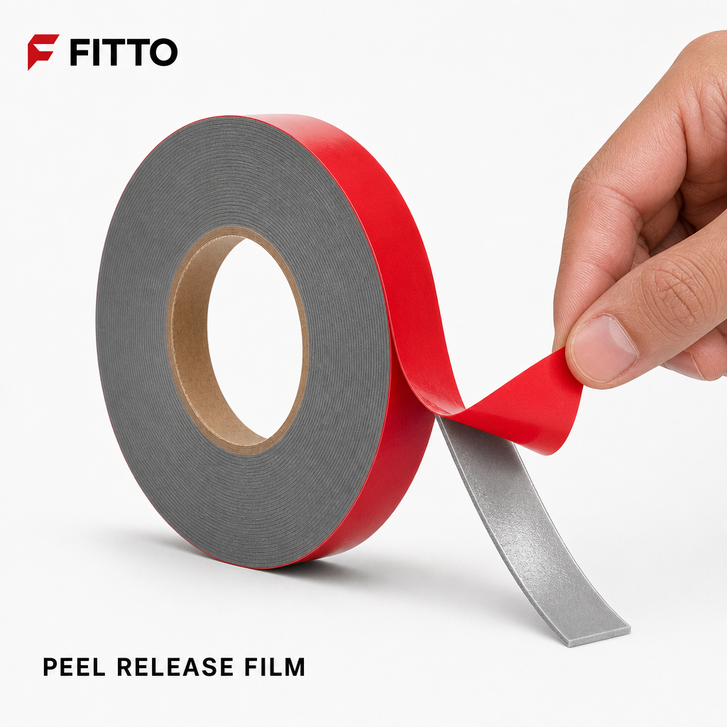 120 Pieces Grey Double-Sided Mounting Tape with Red Release Film, 1 cm x 10 m