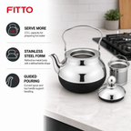 48 Pieces Stainless Steel Stovetop Kettles, 2.5 L, Silver and Black, 1 Piece