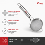 96 Pieces Tea Strainers, Stainless Steel Round Kitchen Sieve with Handle, 24 cm