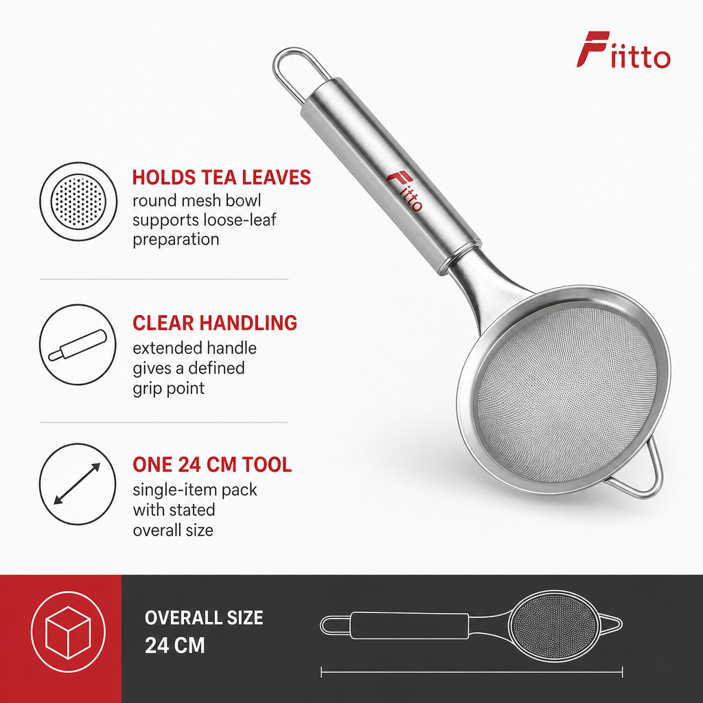 96 Pieces Tea Strainers, Stainless Steel Round Kitchen Sieve with Handle, 24 cm