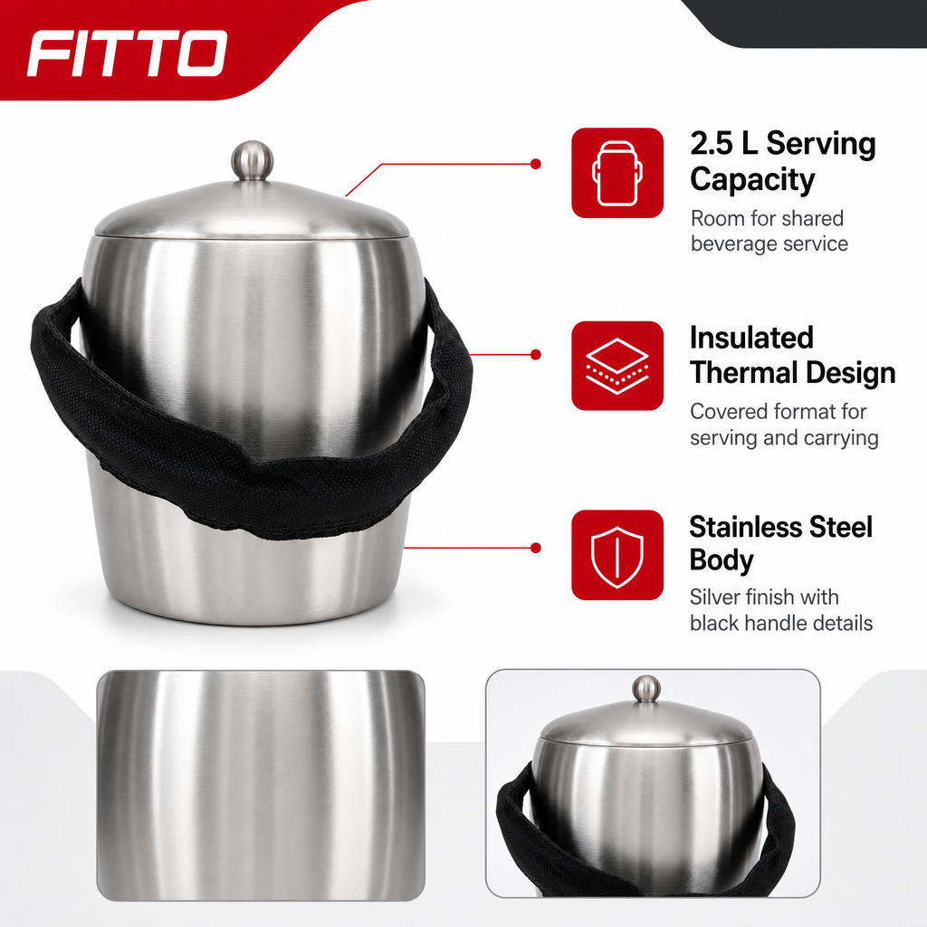 48 Pieces Stainless Steel Insulated Thermal Jug, 2.5 L, Silver and Black, 1 Piece