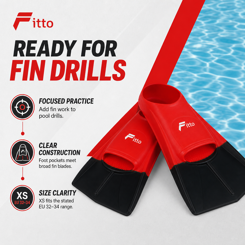 60 Pieces Swimming Fins for Training, One Pair, Size XS EU 32–34