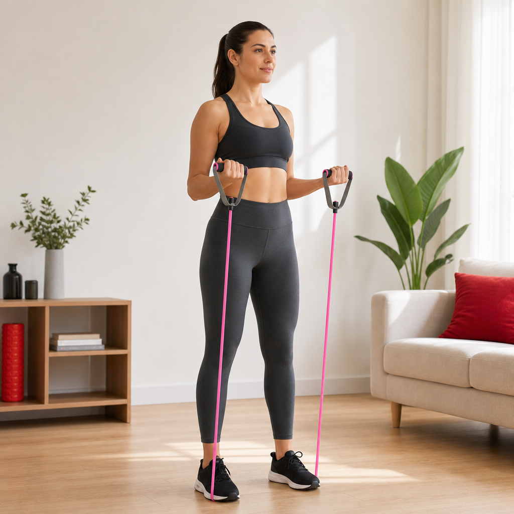 96 Pieces Resistance Bands with Handles, Small Pink Toning Tube for Home Exercise and Strength Training
