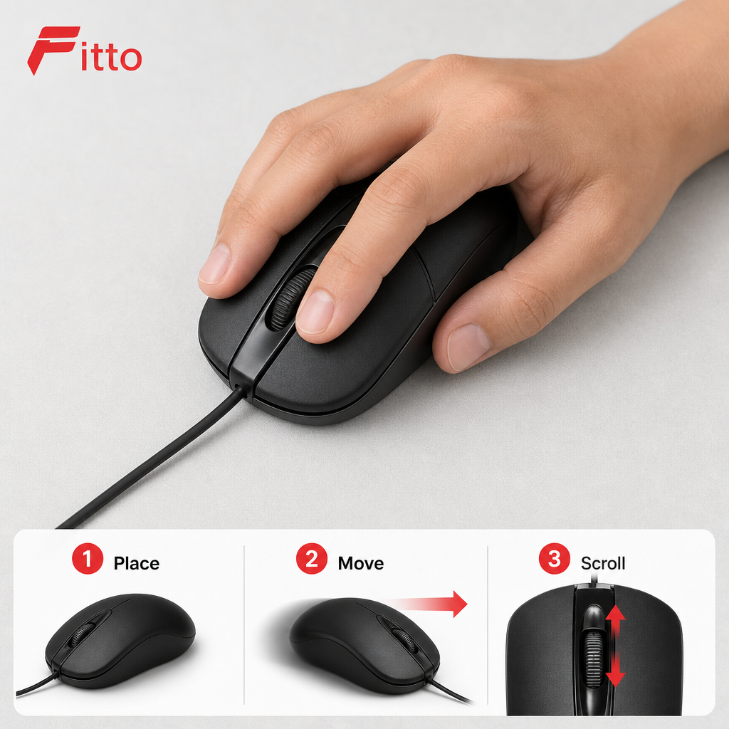 120 Pieces Wired Optical Mouse M305, Black, 1 Piece