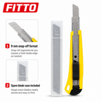 144 Pieces 9 mm Snap-Off Utility Cutter, Yellow and Black, with Spare Blade Case, 1 Set