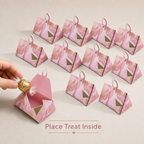 96 Pieces Pink Triangular Prism Candy Favor Boxes, 7.5 x 7.5 x 13 cm, 12 Pieces