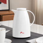 72 Pieces Plastic Vacuum Flask with Glass Refill, 1 Litre, White and Gold