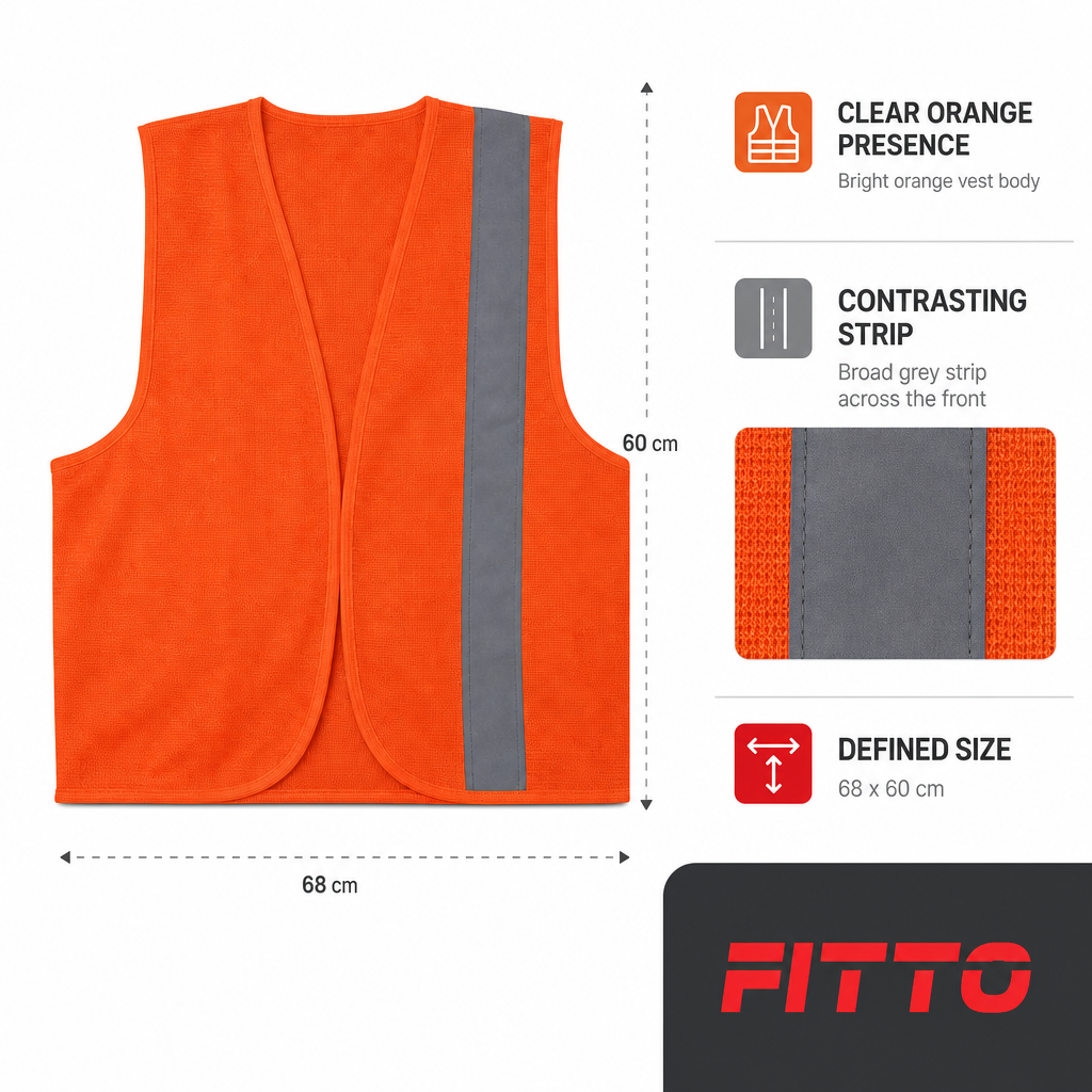 144 Pieces High-Visibility Reflective Safety Vests, 68 x 60 cm, Orange and Grey, 1 Piece