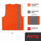 144 Pieces High-Visibility Reflective Safety Vests, 68 x 60 cm, Orange and Grey, 1 Piece