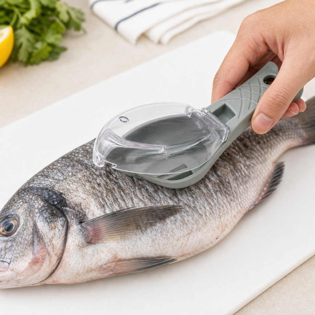 240 Pieces Fish Scalers with Clear Protective Cap, Grey Handheld Fish Cleaning Tool, 1 Piece